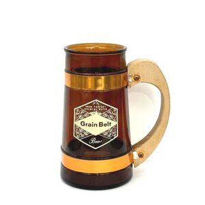 Vintage 1960's Siesta Ware Grain Belt Beer Stein Mug Wood Handle 10 oz